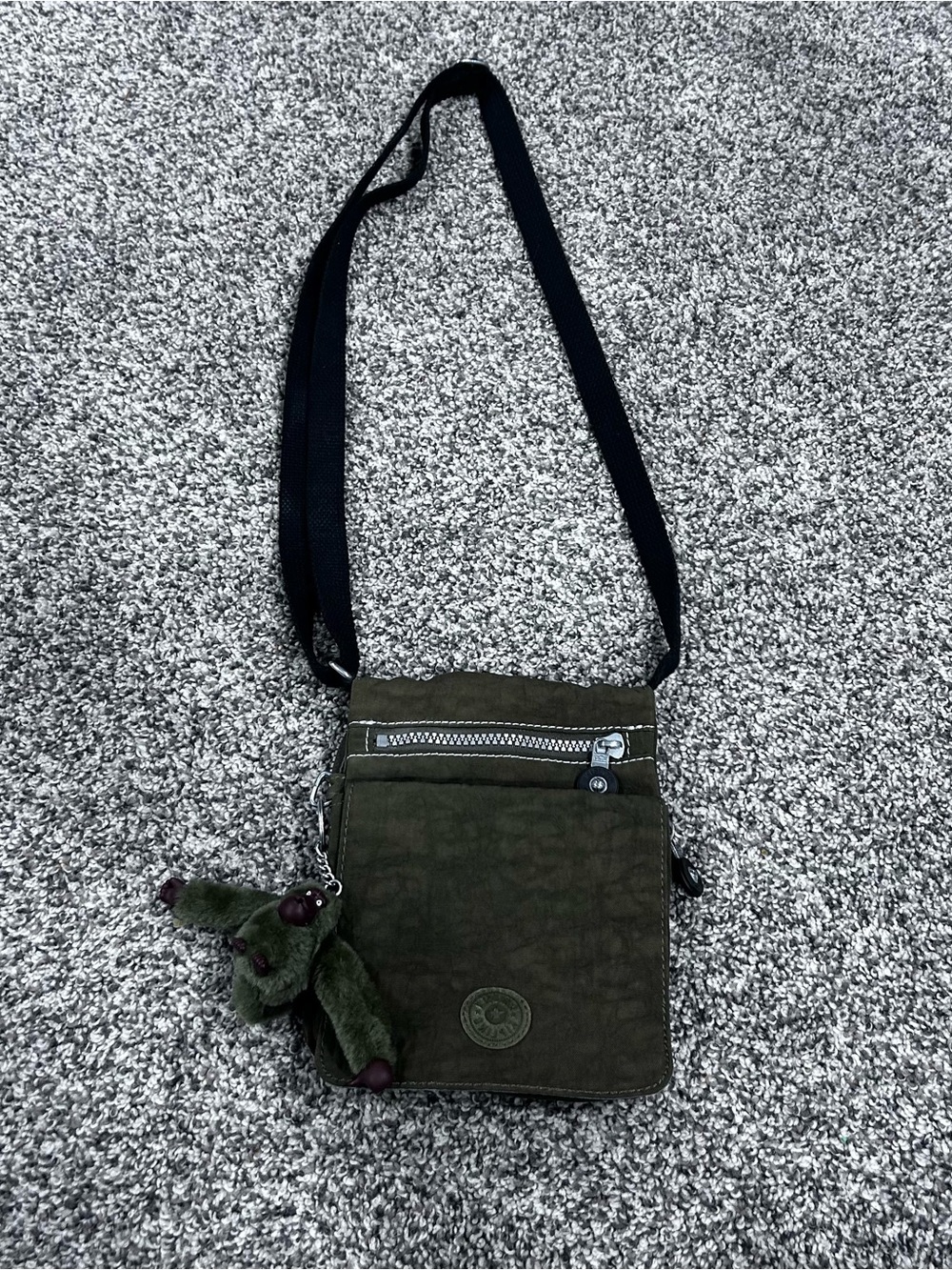 Kipling Eldorado Crossbody Bag Mini Nylon Bag Crinkle Green w/ Monkey